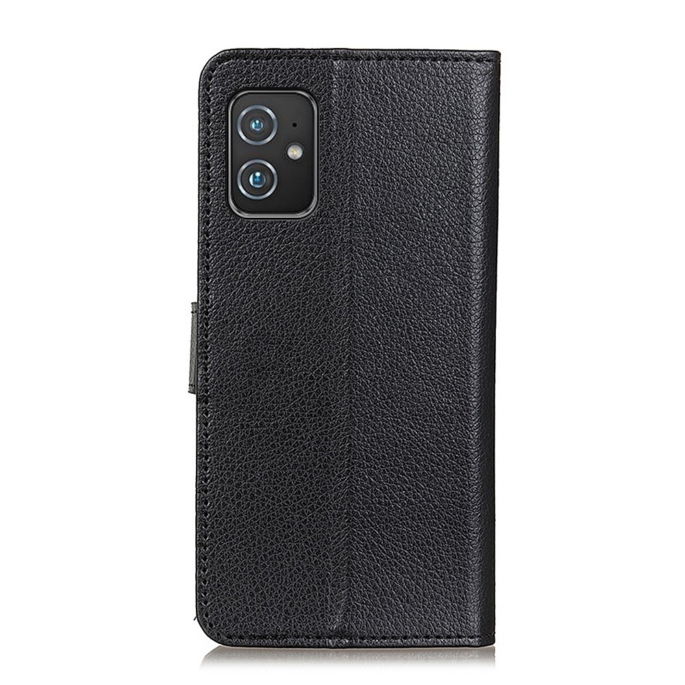 Litchi Texture Leather Wallet Design Folio Flip Stand Case for Asus Zenfone 8 - Black-3