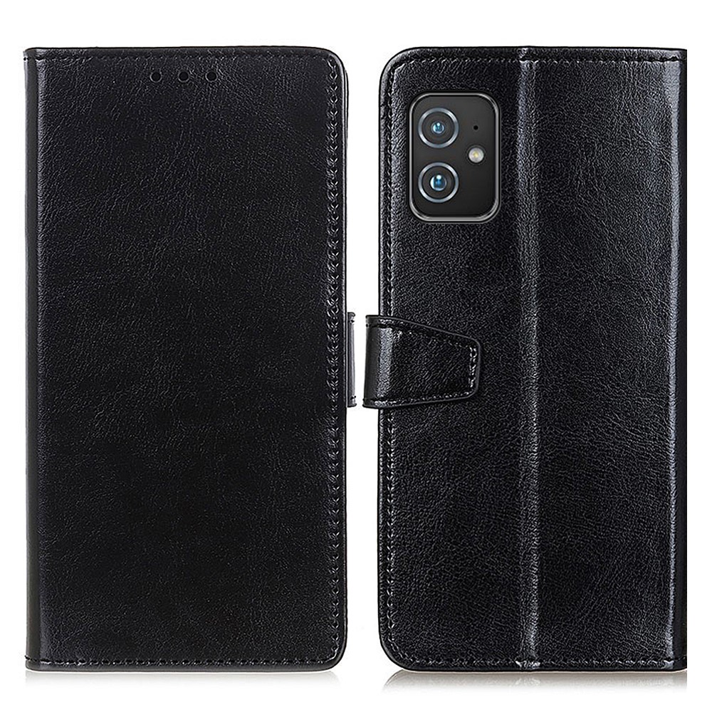 Wallet Design Full Protection Leather Protective Stand Case for Asus Zenfone 8 - Black-1
