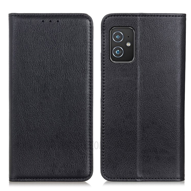 Magnetic Auto-absorbed Litchi Texture Split Leather Wallet Stand Phone Case Cover for Asus Zenfone 8 - Black-1