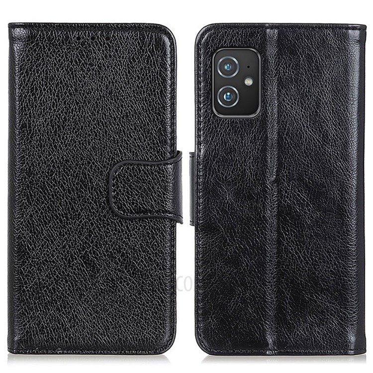 Nappa Texture Split Leather Stand Wallet Design Phone Cover Shell for Asus Zenfone 8 - Black-1