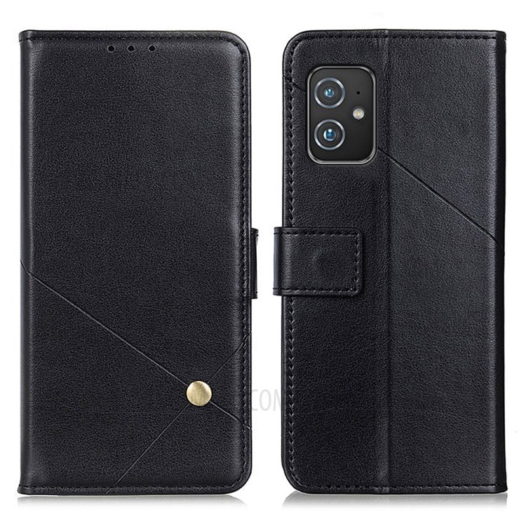 Wallet Stand Design PU Leather Mobile Phone Protective Cover Shell Case for Asus Zenfone 8 - Black-1