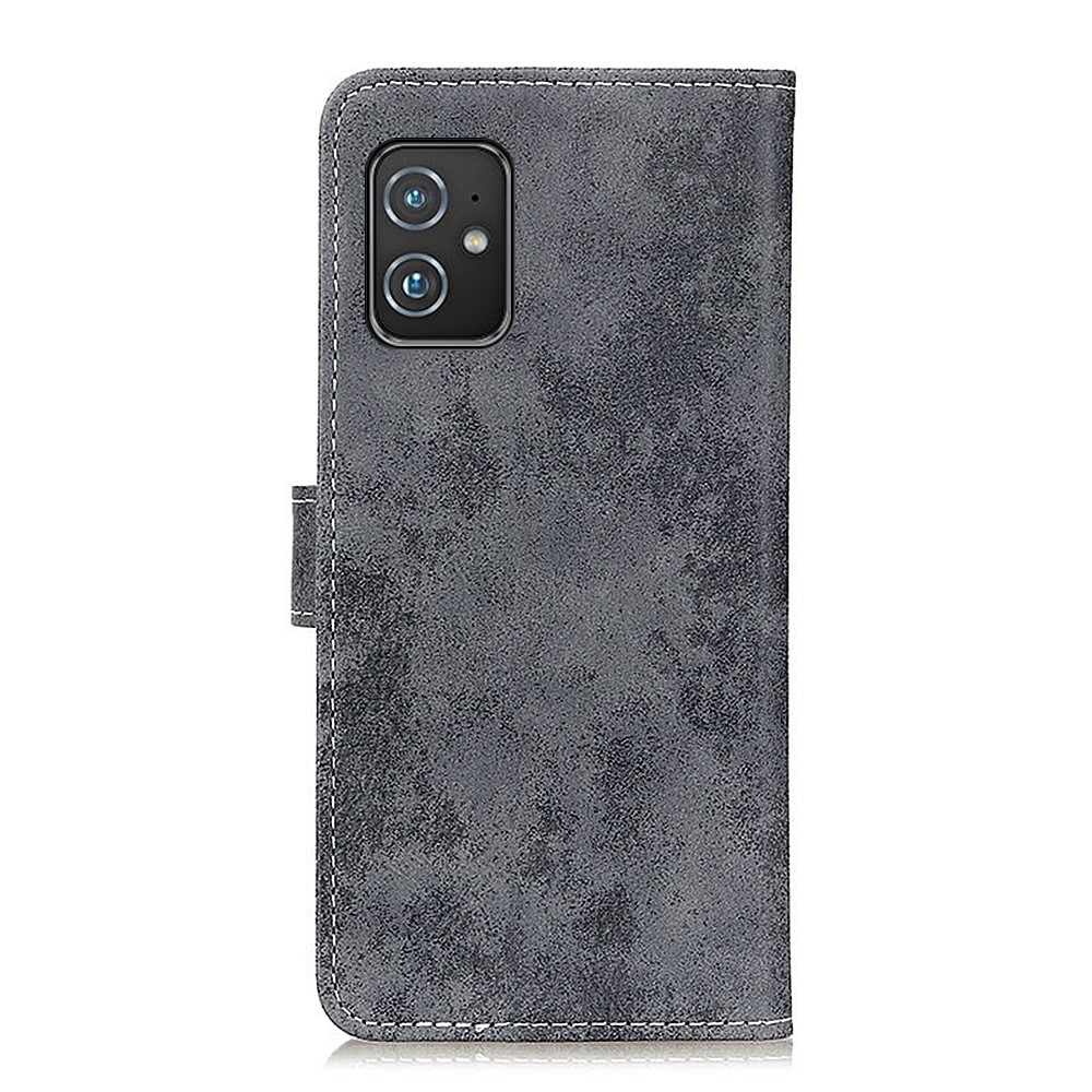 Vintage Style PU Leather Case for Asus Zenfone 8 Cell Phone Wallet Stand Shell Cover Protector - Grey-3