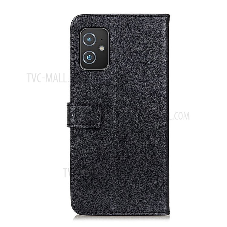 Litchi Texture Magnetic Clasp Leather Cell Phone Wallet Stand Case Protector for Asus Zenfone 8 - Black-3