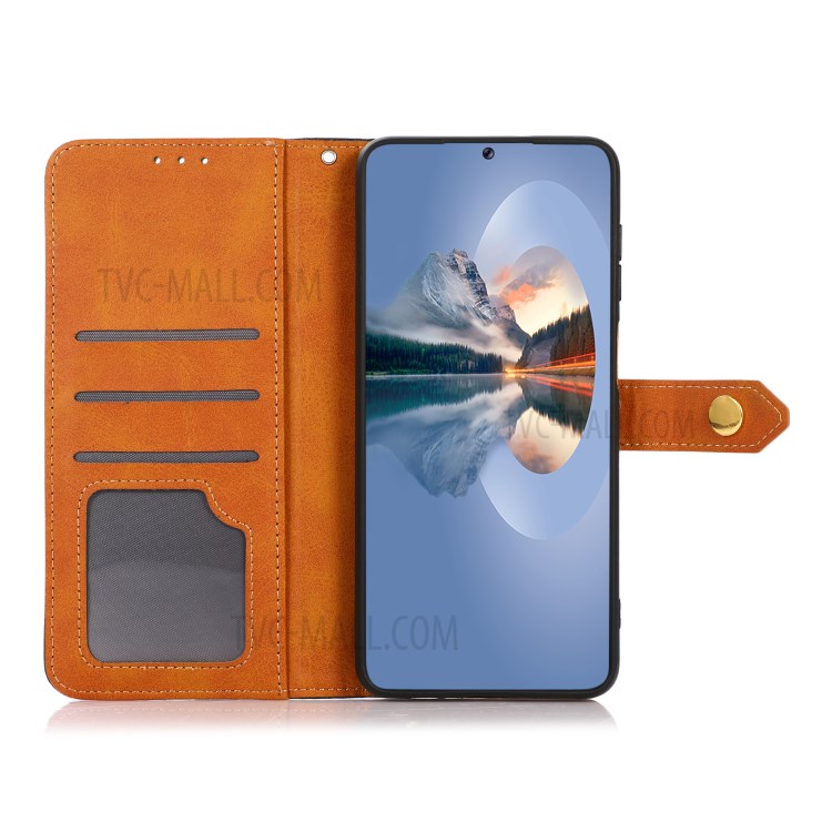 KHAZNEH Dual Color Leather Stand Wallet Phone Case with Golden Magnetic Clasp Design for Asus ROG Phone 5/5 Pro - Rose Gold-4