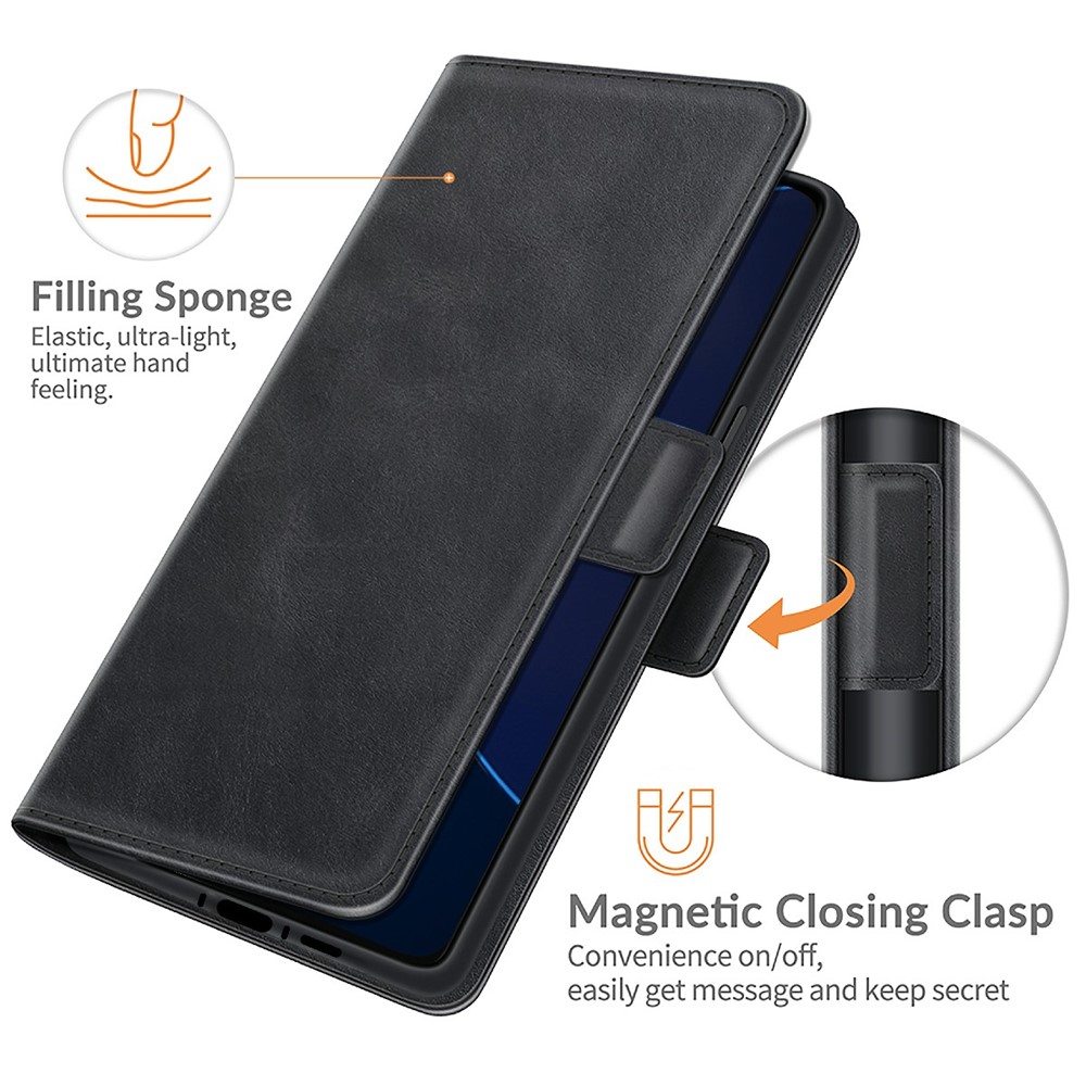 PU Leather Full Protection Wallet Cover Stand Case with Magnetic Double Clasp for Asus Zenfone 8 Flip - Black-6