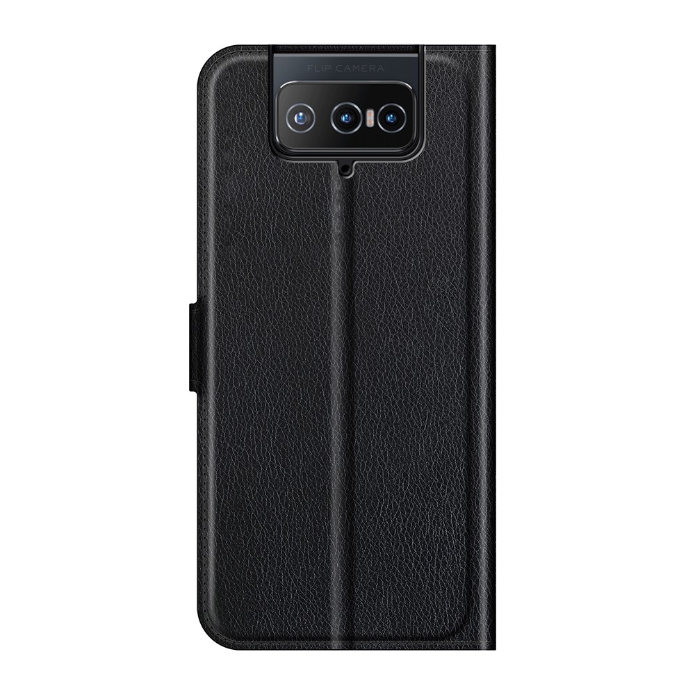 Litchi Textur Leder Telefonhülle Abdeckung Mit Brieftasche Und Stand Für Asus Zenfone 8 Flip - Schwarz-3