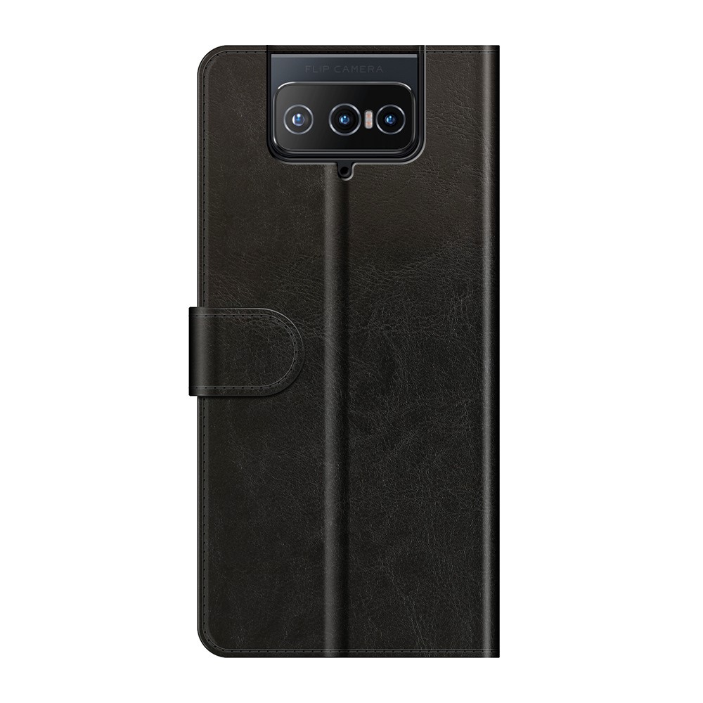 Crazy Horse Texture PU Leather Wallet Cover Stand Case Shell for Asus Zenfone 8 Flip - Black-3