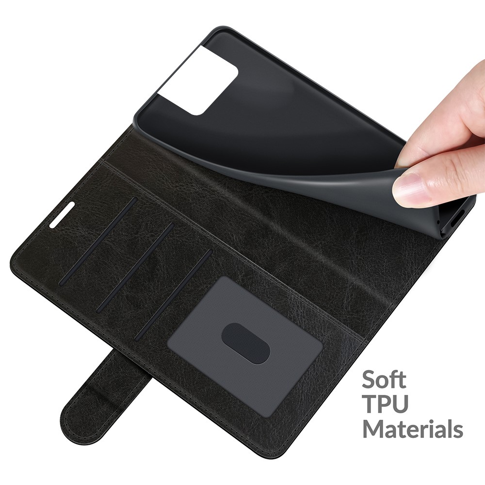 Crazy Horse Texture PU Leather Wallet Cover Stand Case Shell for Asus Zenfone 8 Flip - Black-7