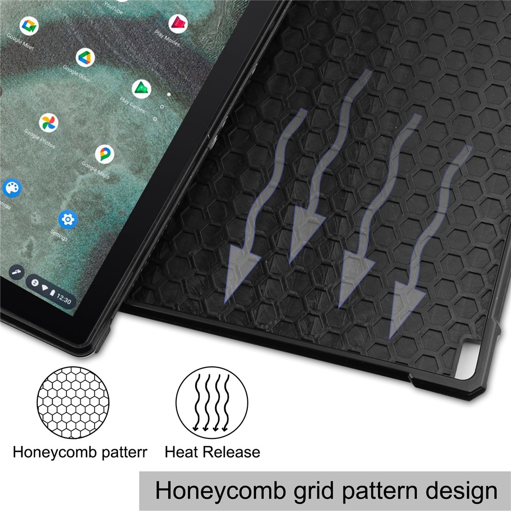 TPU + PU Leather Stand Case Tablet Cover for ASUS Chromebook Detachable CM3 (CM3000DVA-HT0019) - Black-5