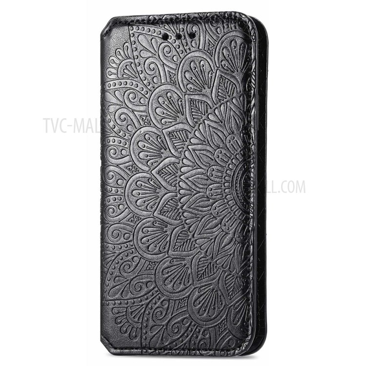 Imprinting Mandala Flower Auto-absorbed Folio Flip Leather Phone Stand Case Cover for Asus Zenfone 8 Flip - Black-2