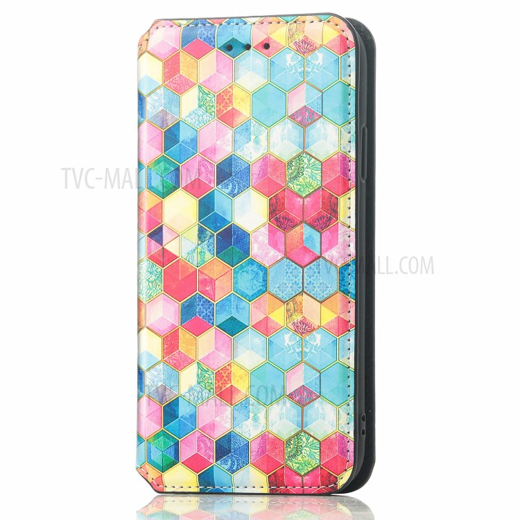 CASENEO 001 Series Foldable Stand Design Pattern Printing Folio Flip RFID Blocking Leather Phone Cover Shell with Wallet for Asus Zenfone 8 Flip - Magic Space-2