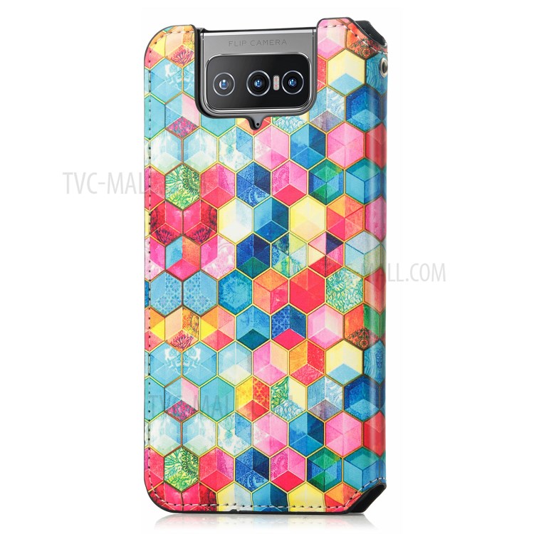 CASENEO 001 Series Foldable Stand Design Pattern Printing Folio Flip RFID Blocking Leather Phone Cover Shell with Wallet for Asus Zenfone 8 Flip - Magic Space-3