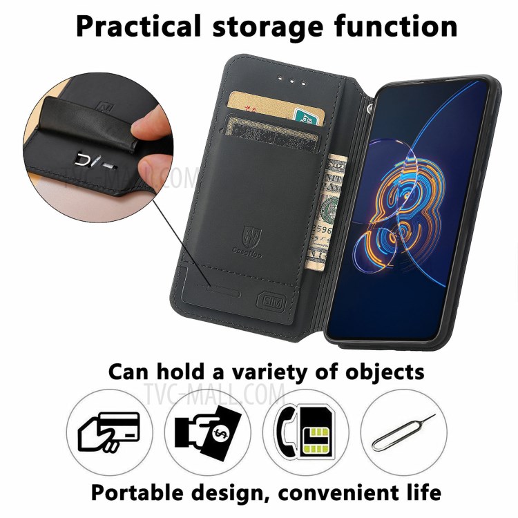 CASENEO 001 Series Foldable Stand Design Pattern Printing Folio Flip RFID Blocking Leather Phone Cover Shell with Wallet for Asus Zenfone 8 Flip - Magic Space-7