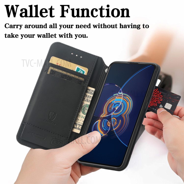 CASENEO 001 Series Foldable Stand Design Pattern Printing Folio Flip RFID Blocking Leather Phone Cover Shell with Wallet for Asus Zenfone 8 Flip - Magic Space-8