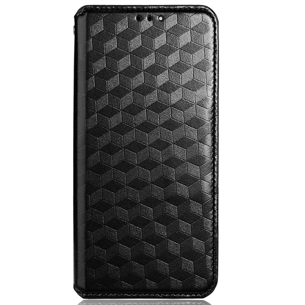 For Asus Zenfone 8 Flip ZS672KS/7 Pro ZS671KS/7 ZS670KS Rhombus Imprinted PU Leather Phone Case Stand Wallet Auto Closing Magnetic Cover - Black-2