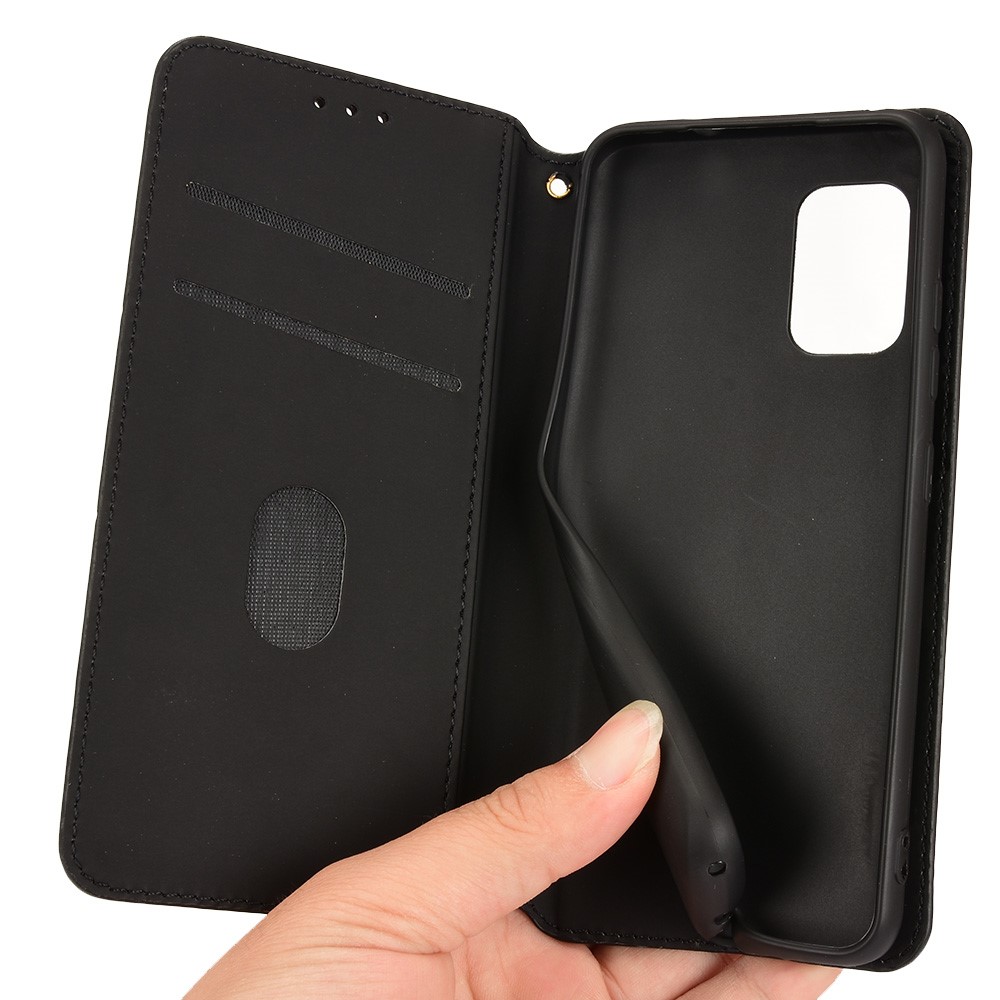 For Asus Zenfone 8 ZS590KS/Zenfone 8Z PU Leather Imprinted Rhombus Phone Case Wallet Stand Auto-absorbed Magnetic Cover - Black-8