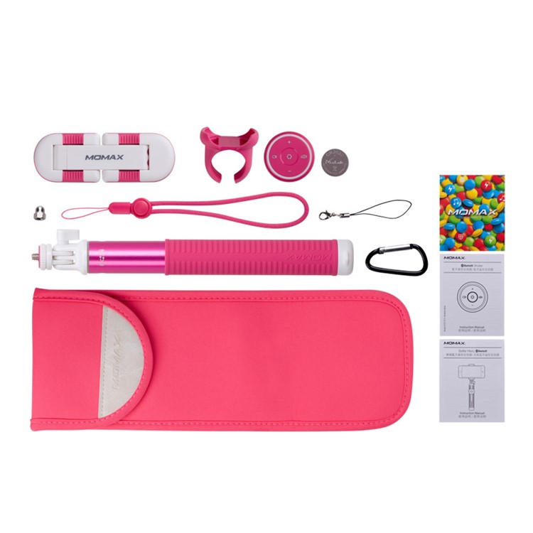 MOMAX Selfie Hero 100cm Touchless Selfie Pod with Bluetooth Remote Shutter - Rose-10