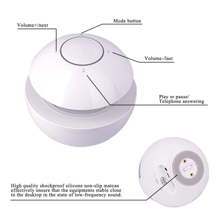 Swan BT-118 Touchable 3D Sound Bluetooth Speaker with TF / Aux-in / NFC - White-4