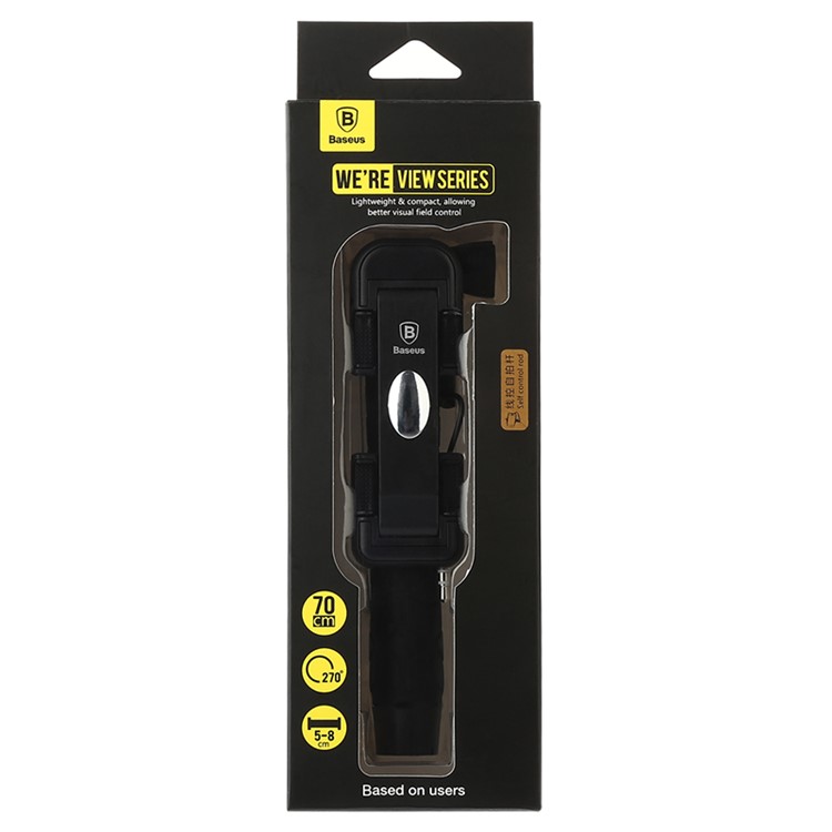BASEUS 3.5mm Audio Wire Control Extendable Mini Handheld Selfie Stick - Black-9