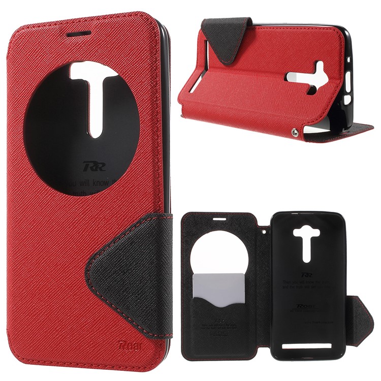 ROAR KOREA Diary View Window Leather Shell for Asus Zenfone 2 Laser ZE550KL ZE551KL - Red-1