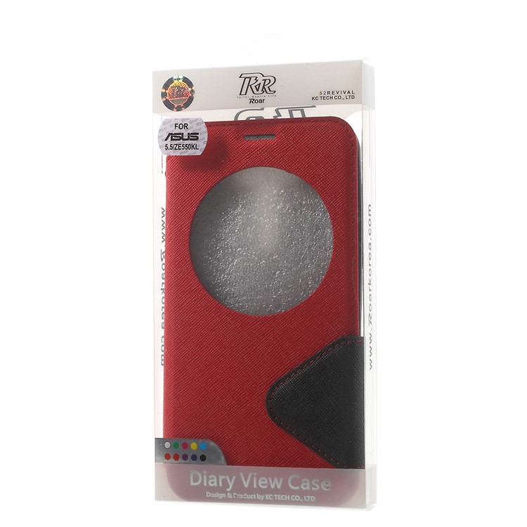 ROAR KOREA Diary View Window Leather Shell for Asus Zenfone 2 Laser ZE550KL ZE551KL - Red-9