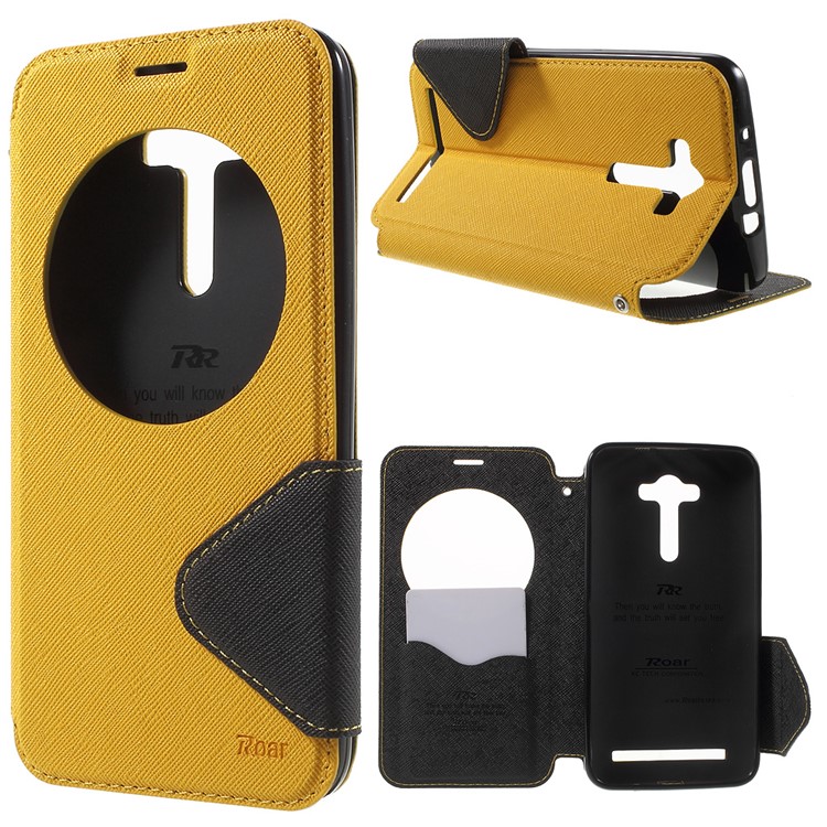 ROAR Diary View Window Leather Cover for Asus Zenfone 2 Laser ZE550KL ZE551KL - Yellow-1