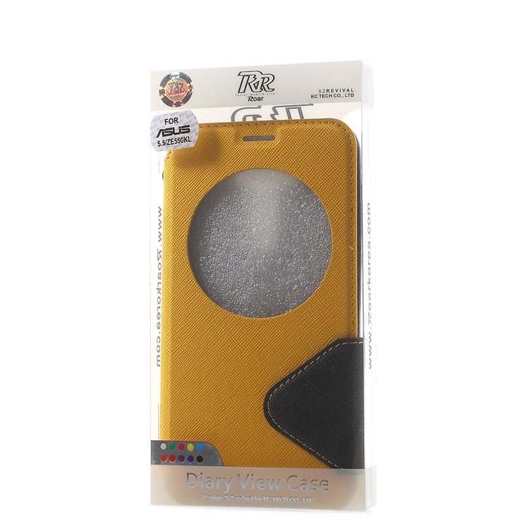 ROAR Diary View Window Leather Cover for Asus Zenfone 2 Laser ZE550KL ZE551KL - Yellow-9