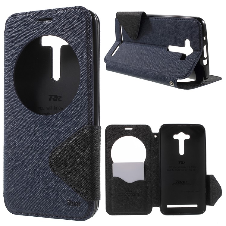 ROAR KOREA Diary View Window Leather Case for Asus Zenfone 2 Laser ZE550KL ZE551KL - Dark Blue-1