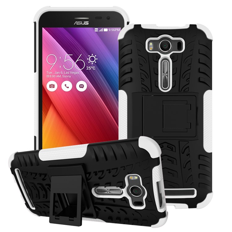 2-in-1 Anti-slip Kickstand PC + TPU Cover for Asus Zenfone 2 Laser ZE500KG ZE500KL 5.0-inch - White-1
