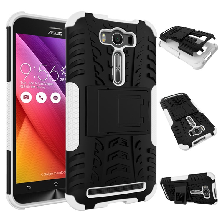 2-in-1 Anti-slip Kickstand PC + TPU Cover for Asus Zenfone 2 Laser ZE500KG ZE500KL 5.0-inch - White-2