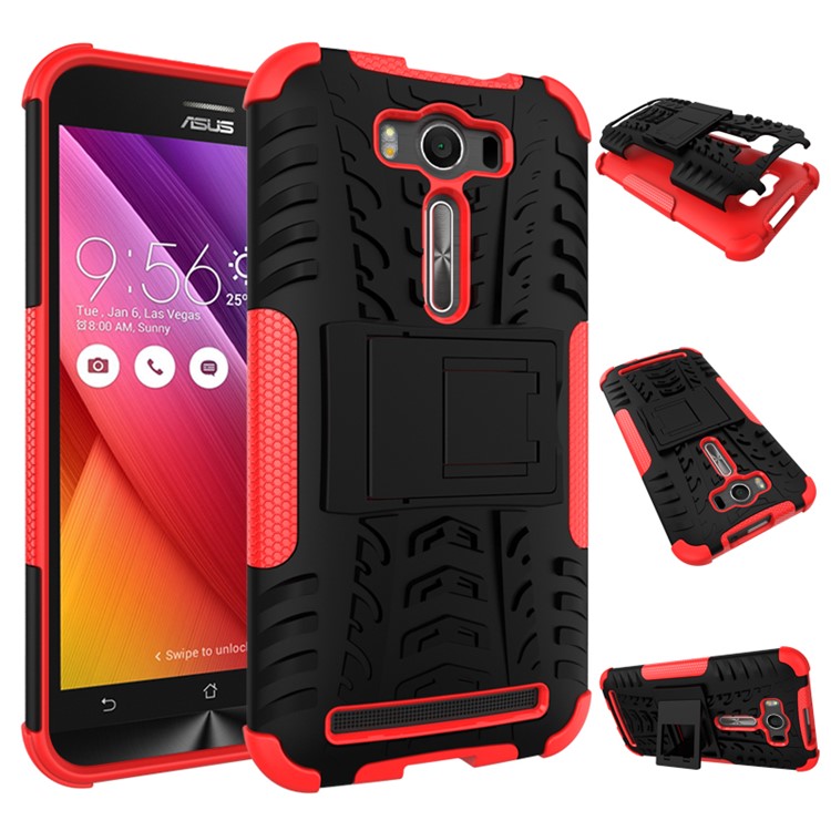 2-in-1 Anti-slip Kickstand PC + TPU Shell for Asus Zenfone 2 Laser ZE500KG ZE500KL 5.0-inch - Red-2