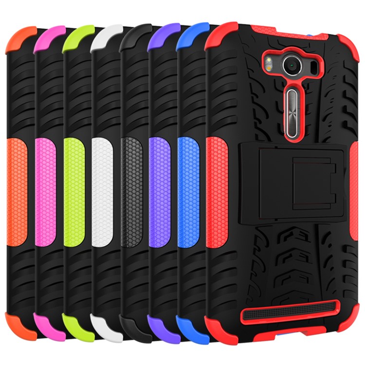 2-in-1 Anti-slip Kickstand PC + TPU Shell for Asus Zenfone 2 Laser ZE500KG ZE500KL 5.0-inch - Red-3
