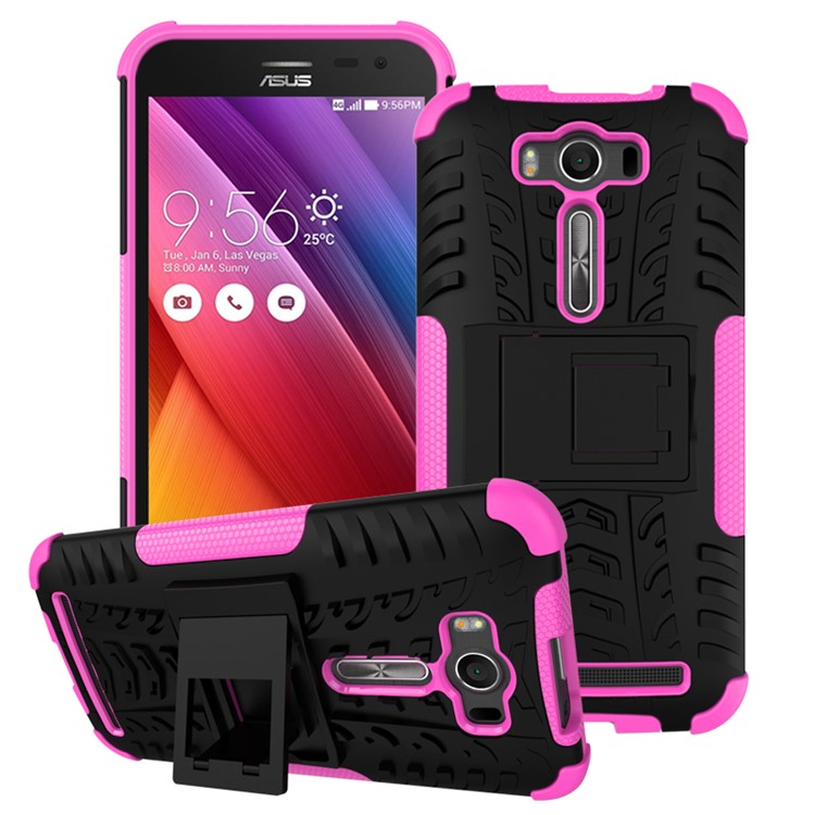 2-in-1 Anti-slip Kickstand PC + TPU Protective Case for Asus Zenfone 2 Laser ZE500KG ZE500KL 5.0-inch - Rose-1