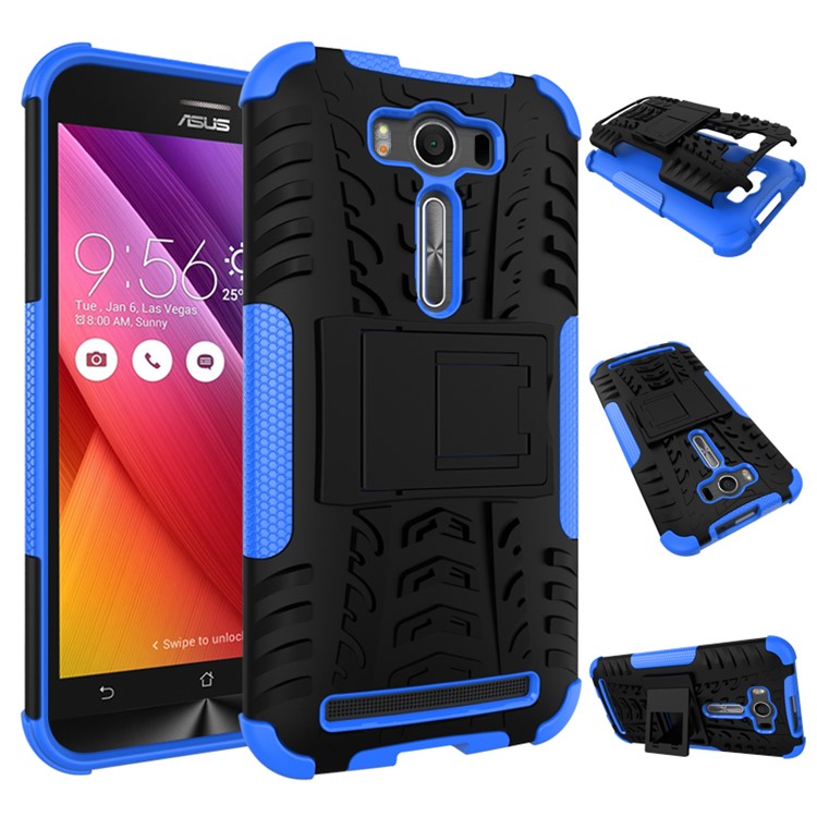 Anti-slip 2-in-1 PC + TPU Kickstand Phone Case for Asus Zenfone 2 Laser ZE500KG ZE500KL 5.0-inch - Blue-2