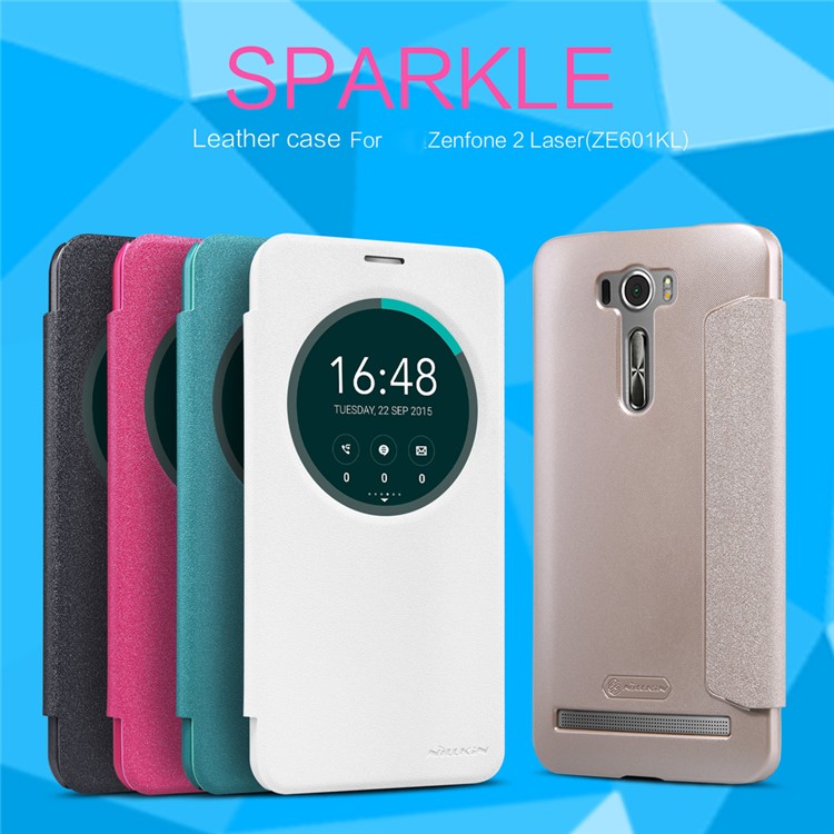 NILLKIN Sparkle Series Smart View Leather Case for Asus Zenfone 2 Laser ZE600KL ZK601KL - Black-7