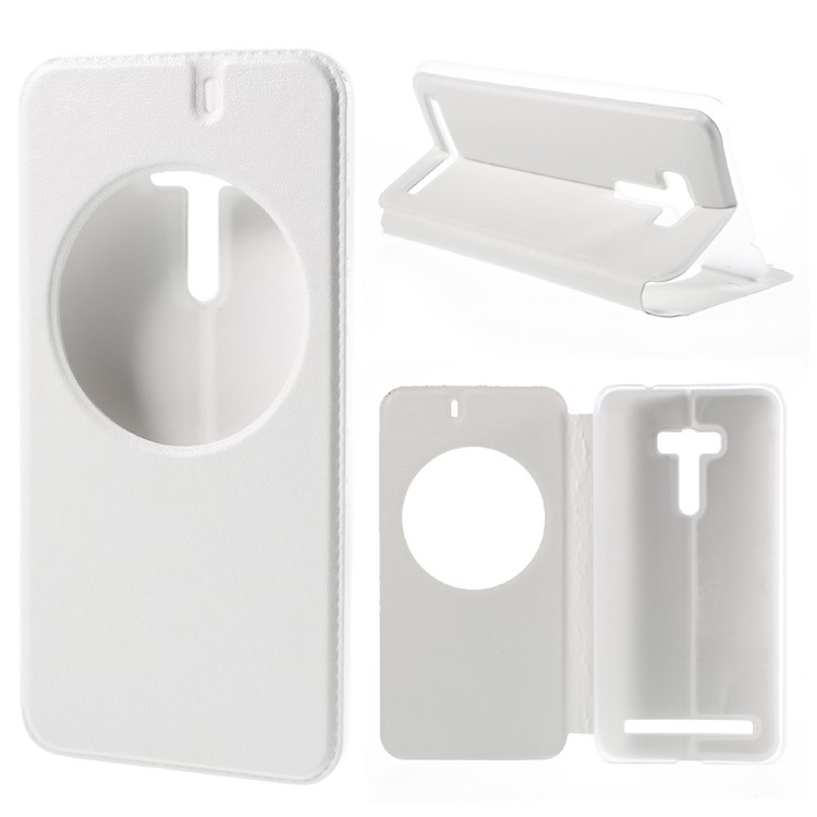 View Window Smart Leather Cover for Asus Zenfone Selfie ZD551KL - White-1