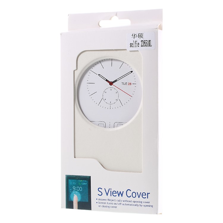 View Window Smart Leather Cover for Asus Zenfone Selfie ZD551KL - White-9