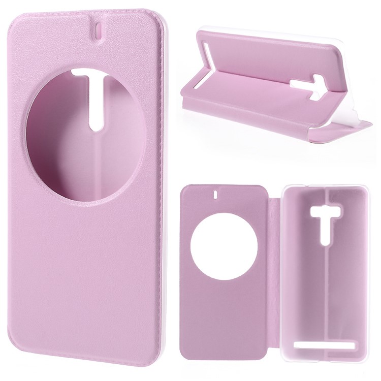 View Window Smart Leather Case for Asus Zenfone Selfie ZD551KL - Pink-1