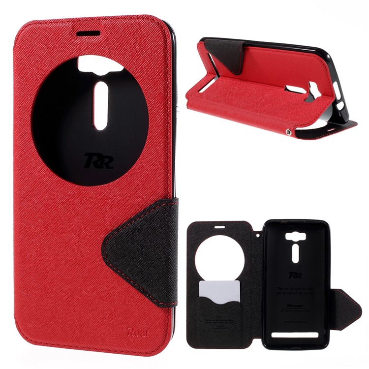 ROAR CORÉIA Janela De Exibição De Diário Capa De Couro Para Asus Zenfone 2 Laser ZE601KL ZE600KL - Vermelho-1