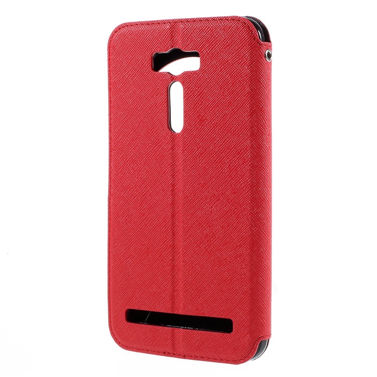 ROAR CORÉIA Janela De Exibição De Diário Capa De Couro Para Asus Zenfone 2 Laser ZE601KL ZE600KL - Vermelho-2