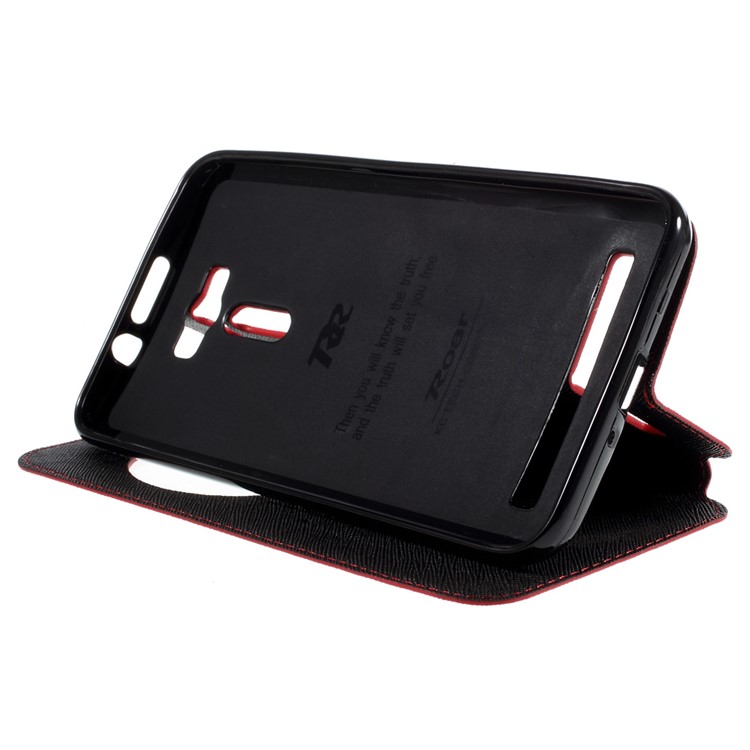 ROAR CORÉIA Janela De Exibição De Diário Capa De Couro Para Asus Zenfone 2 Laser ZE601KL ZE600KL - Vermelho-4