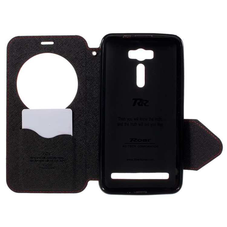 ROAR CORÉIA Janela De Exibição De Diário Capa De Couro Para Asus Zenfone 2 Laser ZE601KL ZE600KL - Vermelho-6