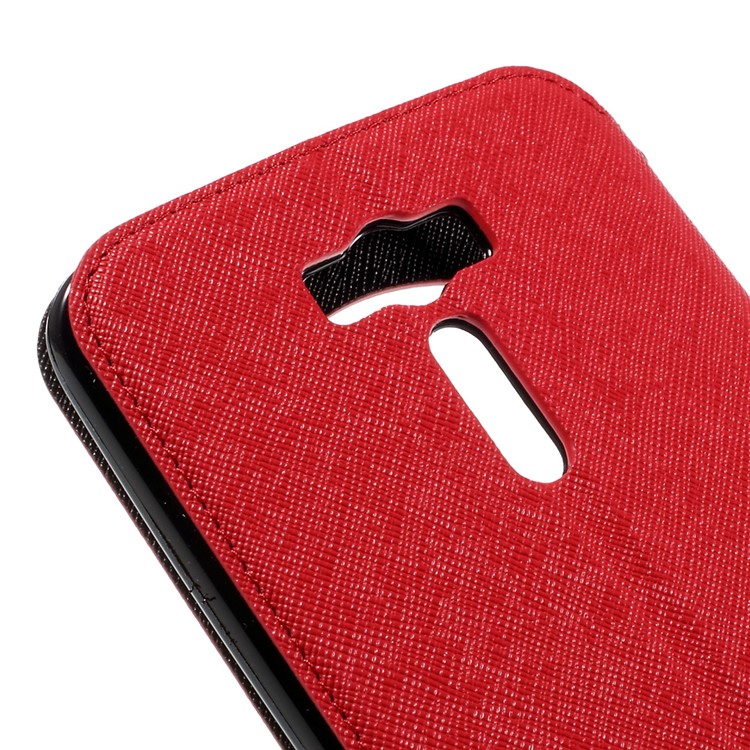 ROAR CORÉIA Janela De Exibição De Diário Capa De Couro Para Asus Zenfone 2 Laser ZE601KL ZE600KL - Vermelho-9