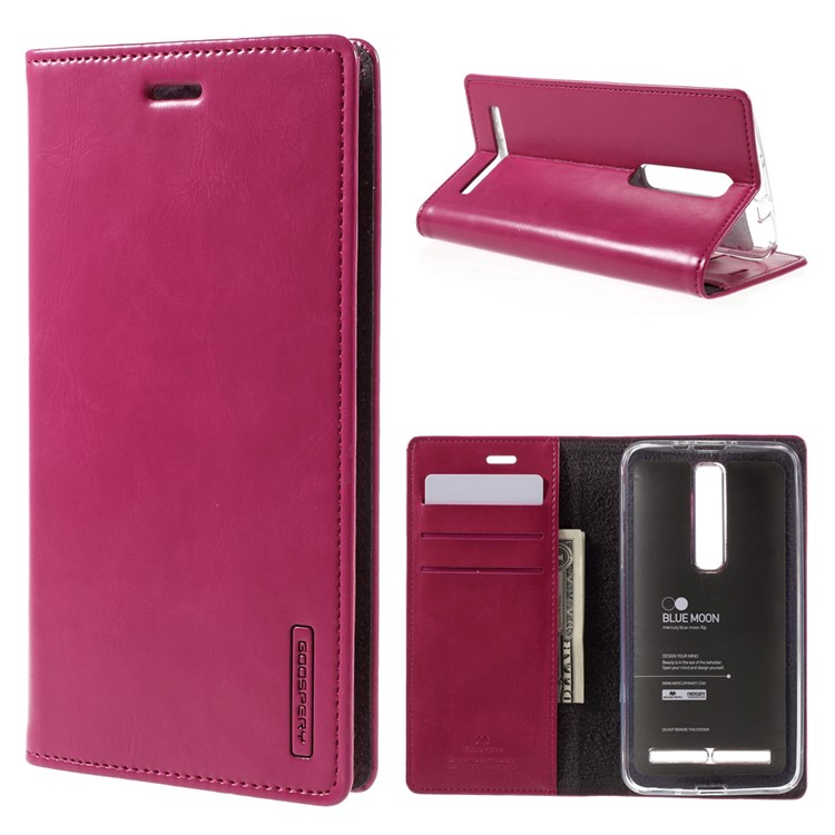 MERCURY GOOSPERY Blue Moon Leather Wallet Cover Case for Asus Zenfone 2 ZE550ML ZE551ML - Rose-1