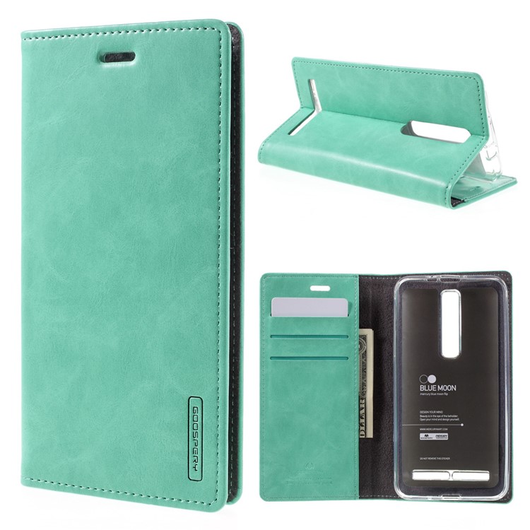 MERCURY GOOSPERY Blue Moon Leather Wallet Case for Asus Zenfone 2 ZE550ML ZE551ML - Cyan-1