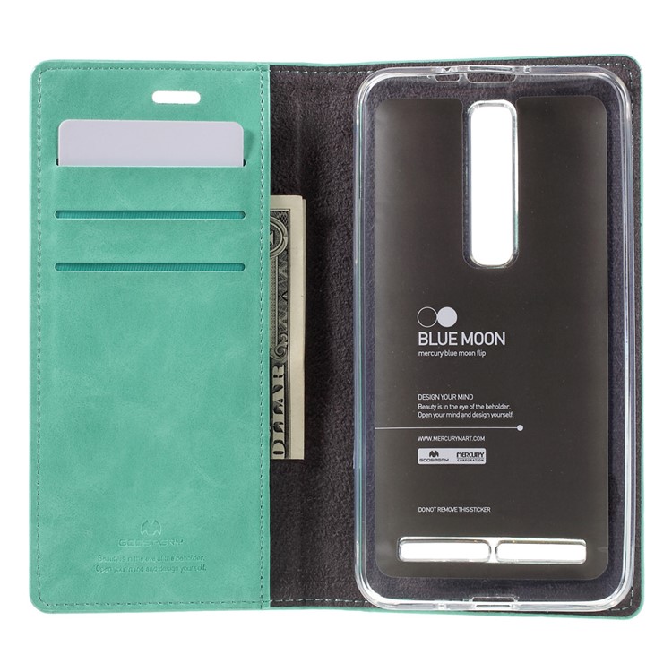 MERCURY GOOSPERY Blue Moon Leather Wallet Case for Asus Zenfone 2 ZE550ML ZE551ML - Cyan-6