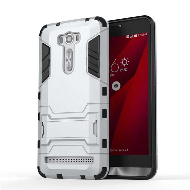 Kickstand PC TPU Hybrid Case for Asus Zenfone 2 Laser ZE601KL ZE600KL - Silver-2