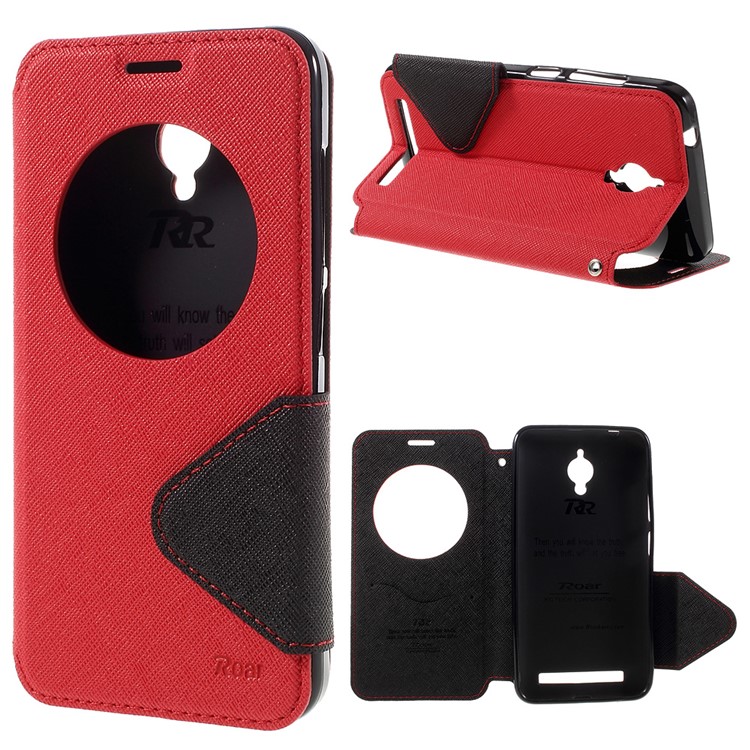 ROAR KOREA Diary View Window Leather Shell for Asus Zenfone Go ZC500TG - Red-1
