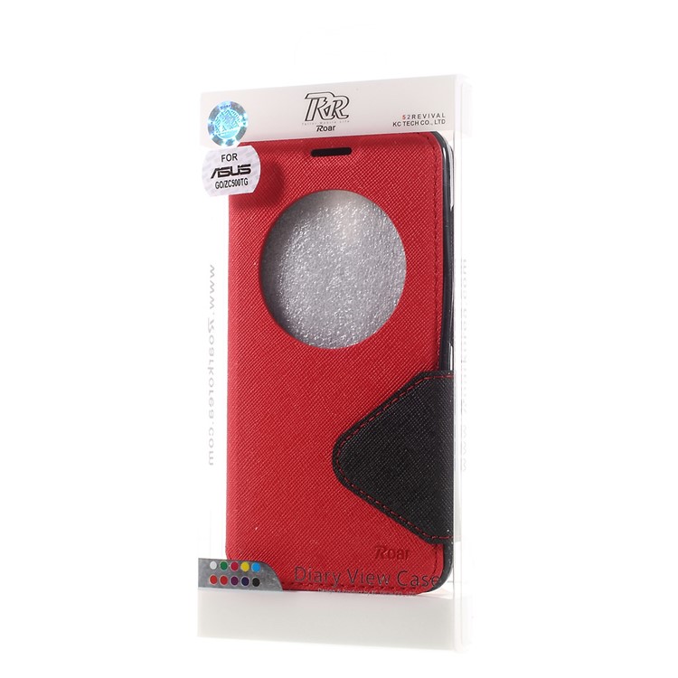 ROAR KOREA Diary View Window Leather Shell for Asus Zenfone Go ZC500TG - Red-10