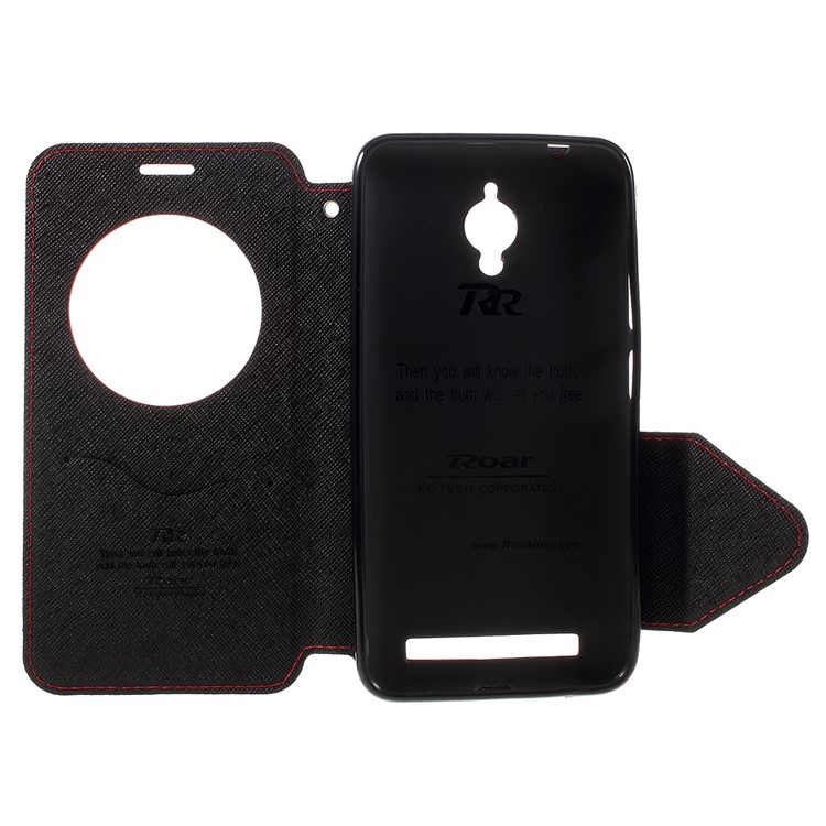ROAR KOREA Diary View Window Leather Shell for Asus Zenfone Go ZC500TG - Red-6